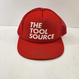 The Tool Source Red Trucker Hat Snapback Cap Athletic Headwear Mesh 1980s